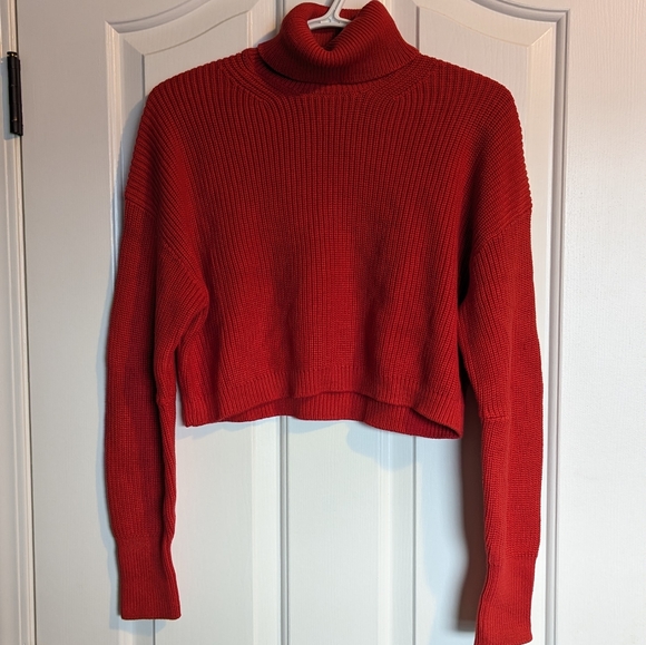 M&S Collection Red Cropped Knit Turtleneck Size XS - Picture 1 of 6